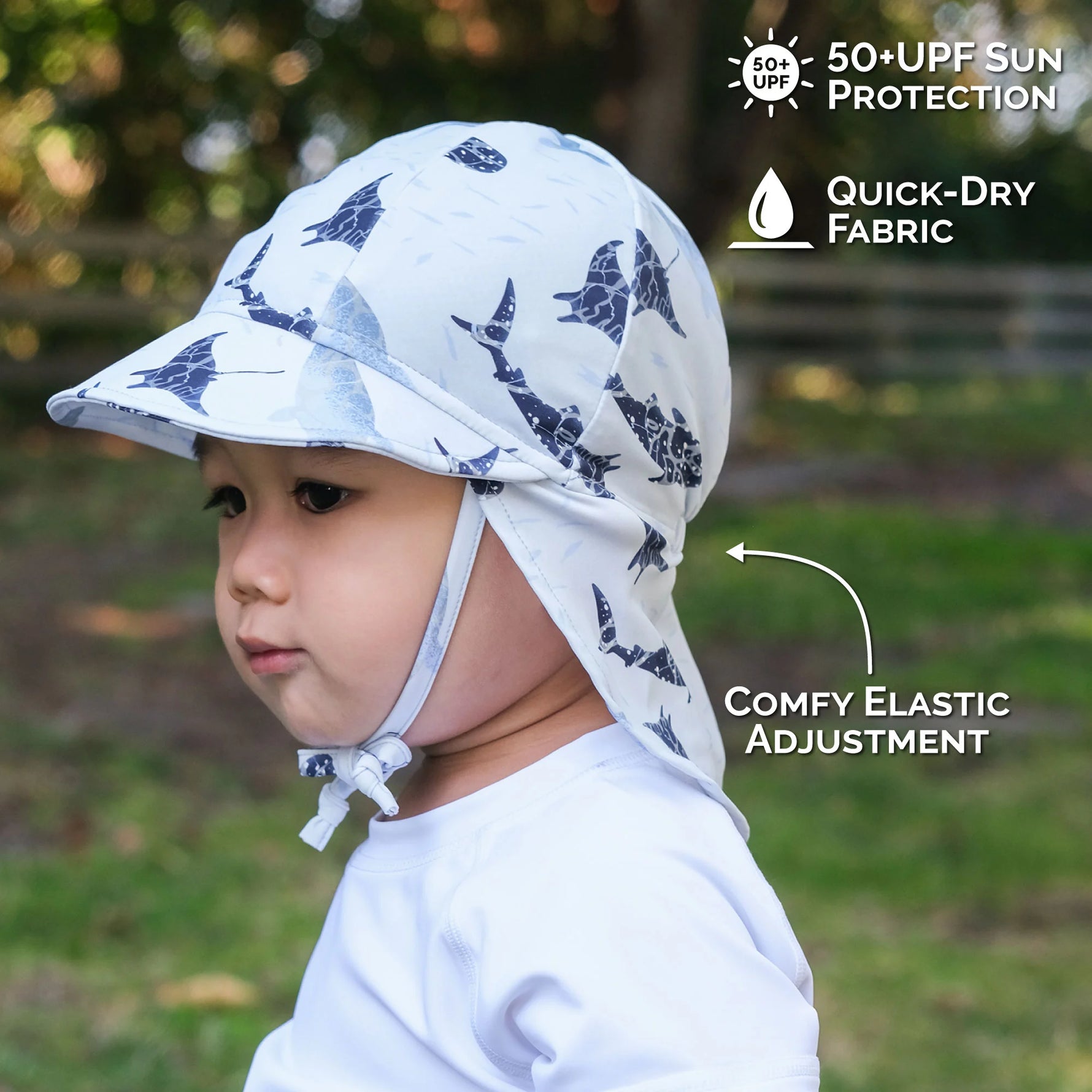 Jan & Jul Sun Soft UV Baby Cap - Whale Play Features