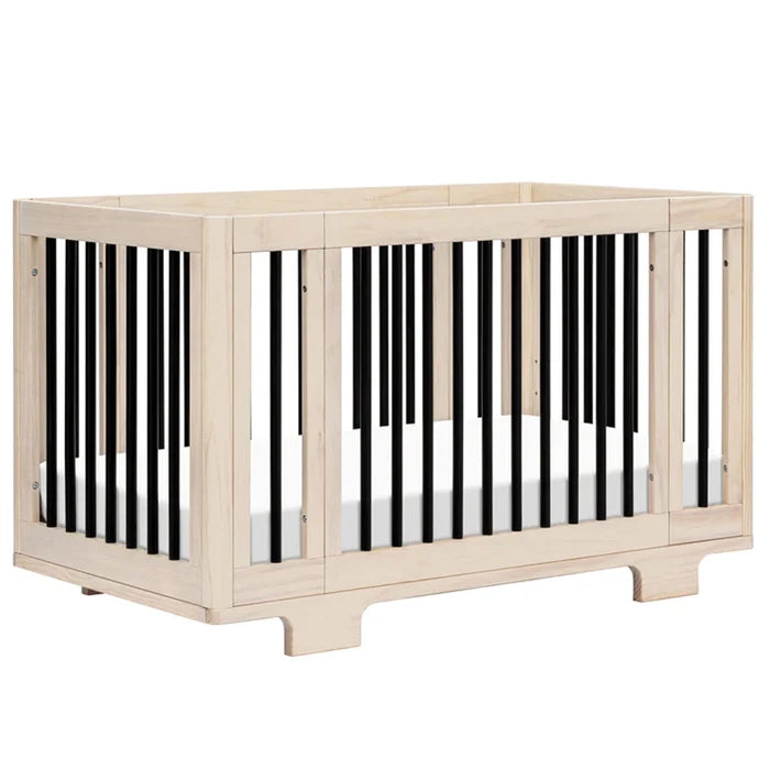 Babyletto Yuzu 8-in-1 Convertible Crib with All-Stages Conversion Kits - Washed Natural / Black