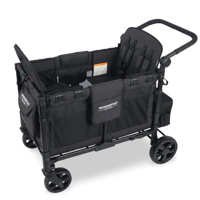 Volcanic Black - WonderFold W4 Elite Quad Stroller Wagon