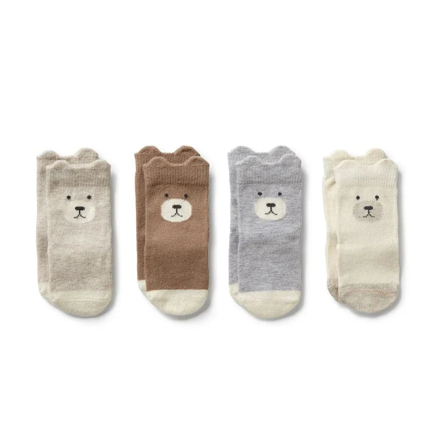Wilson + Frenchy Organic Baby Socks 4 PK - Buttermilk, Oat, Cloud & Walnut