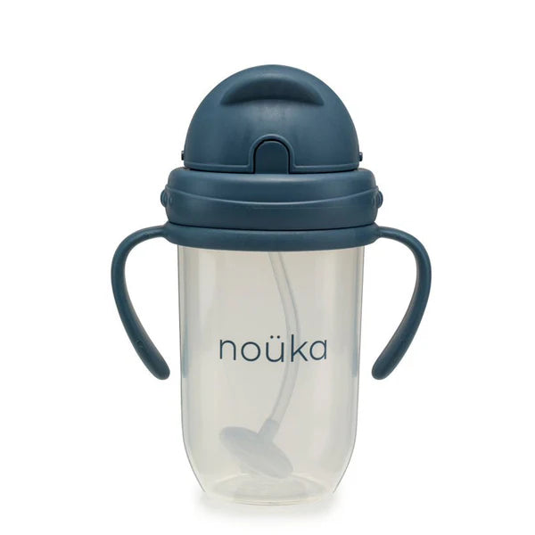 Noüka Non-Spill Weighted Straw Cup 9 oz - Deep Ocean Top Closed