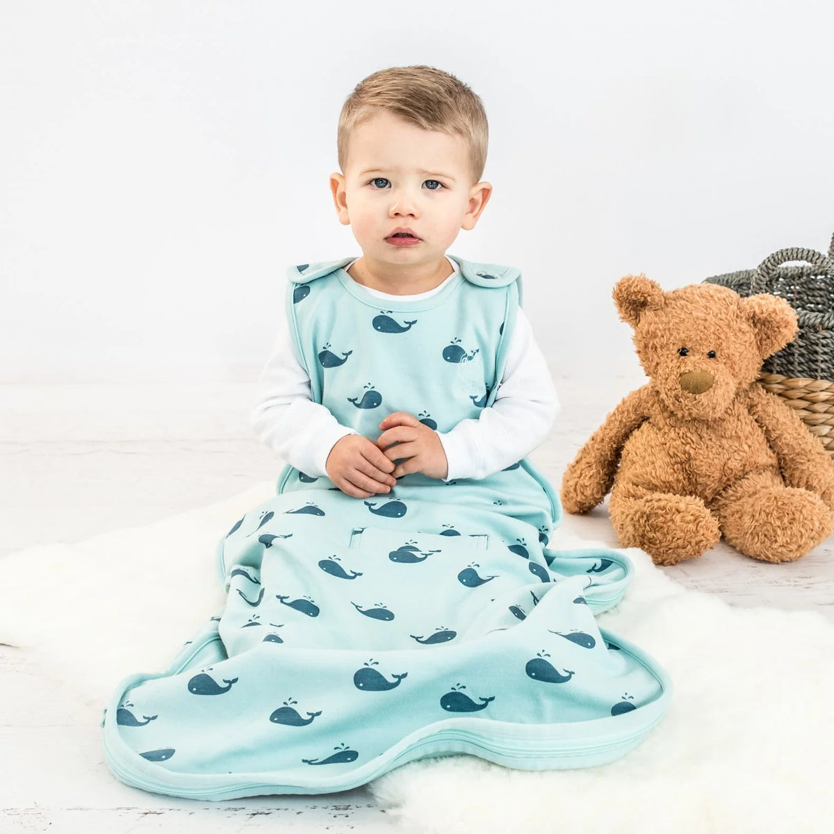 Woolino 4 Season Ultimate Merino Wool Baby Sleep Bag - Whales Lifestyle 2