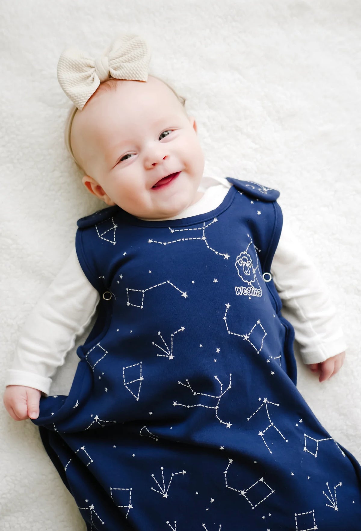 Woolino 4 Season Ultimate Merino Wool Baby Sleep Bag - Night Sky Lifestyle 3