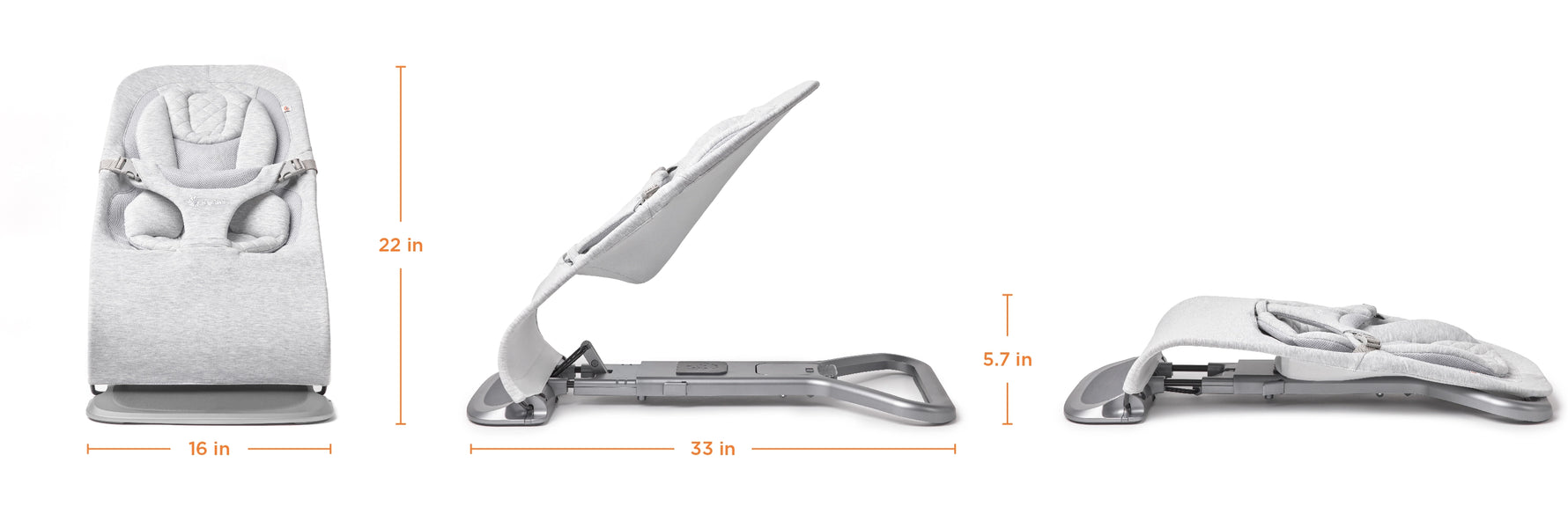 Ergobaby 3-in-1 Evolve Bouncer - Light Grey Dimensions