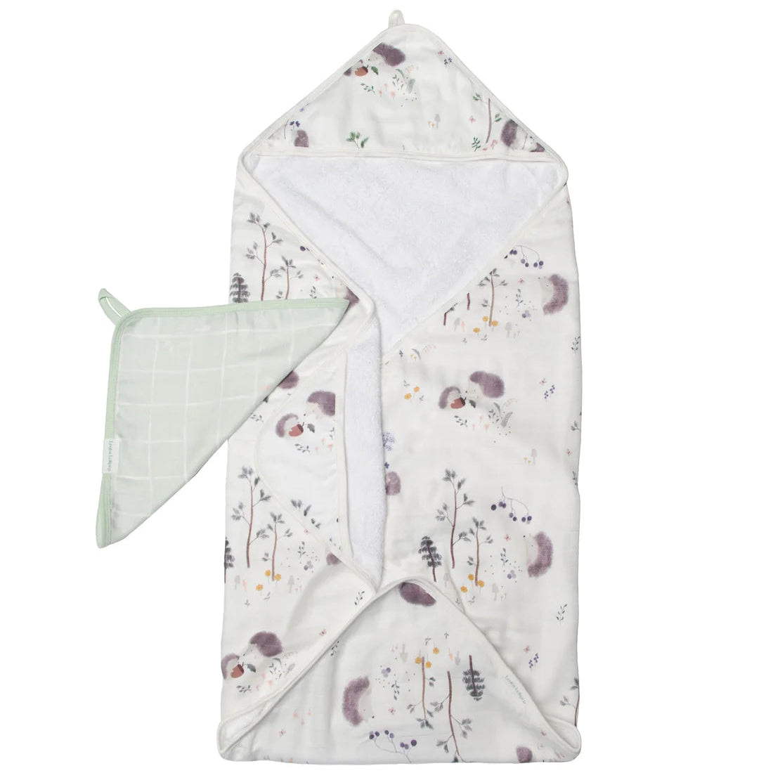 Loulou Lollipop Hooded Towel and Washcloth Set - Hedgehogs