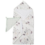 Loulou Lollipop Hooded Towel and Washcloth Set - Hedgehogs