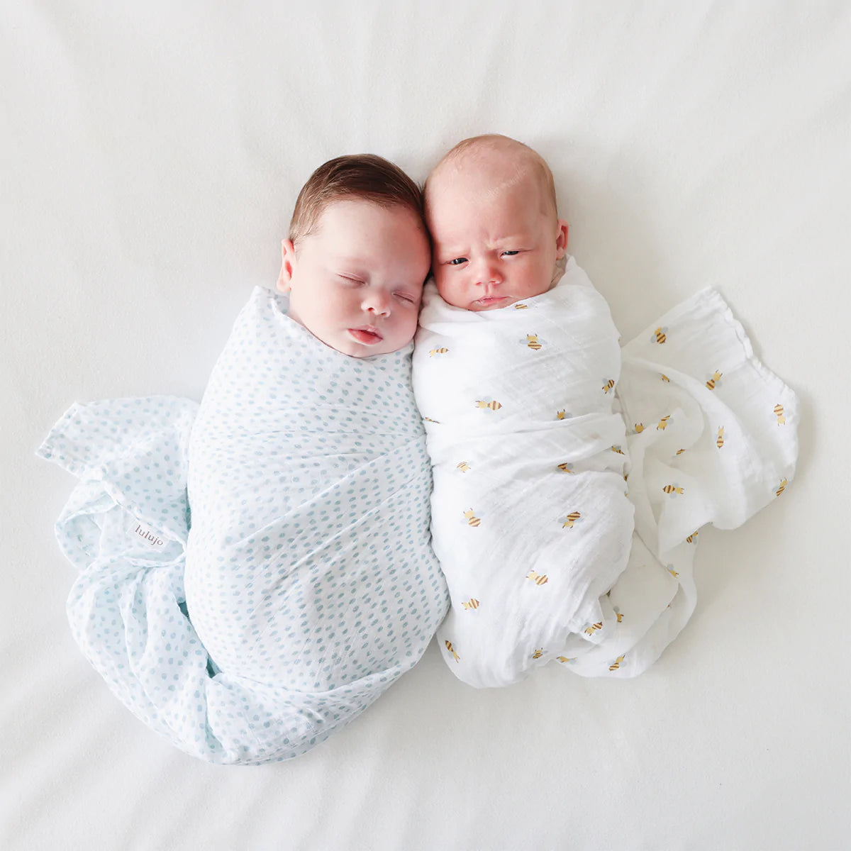 Lulujo Cotton Muslin Swaddle Blanket 2 PK - Bees & Dots Lifestyle 1