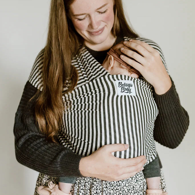 Beluga Baby Wrap - The Lori (Charcoal and White Stripe) 2