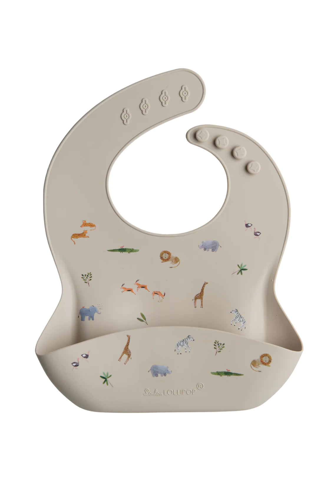 Loulou Lollipop Silicone Printed Bib - Safari