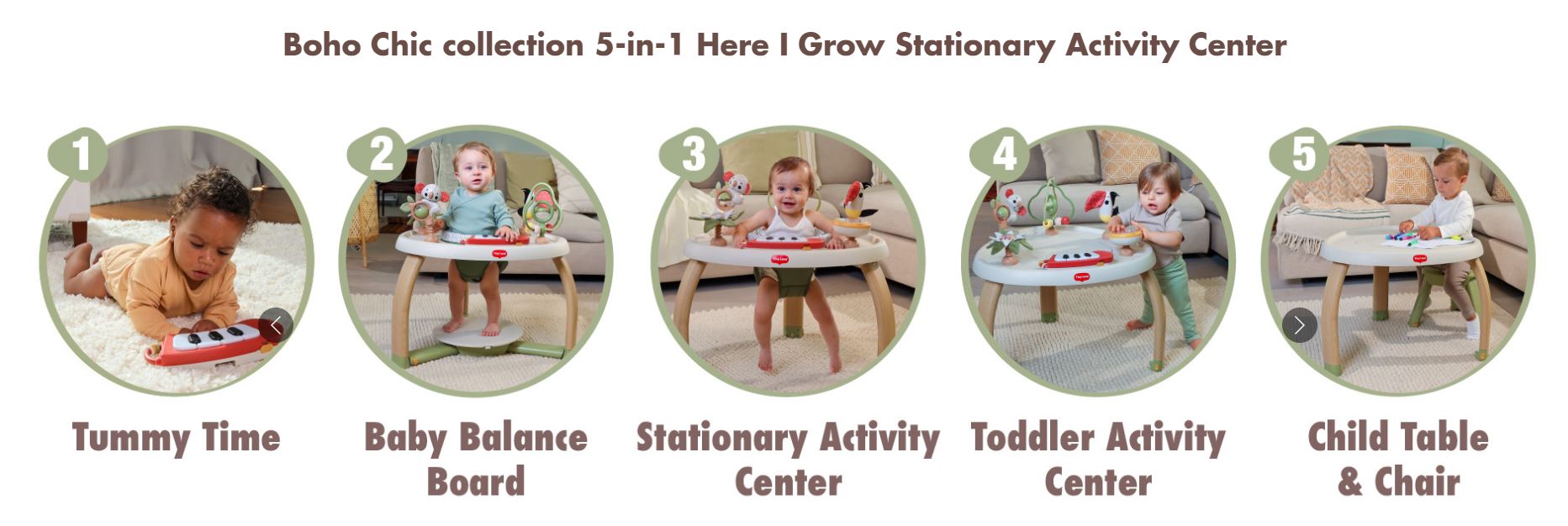 Tiny Love Boho Chic 5-in-1 Here I Grow Luxe Stationary Activity Centre Ages and Stages