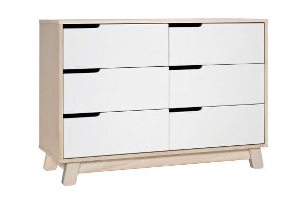 Babyletto change table Washed Natural with White Babyletto Hudson 6-Drawer Double Dresser