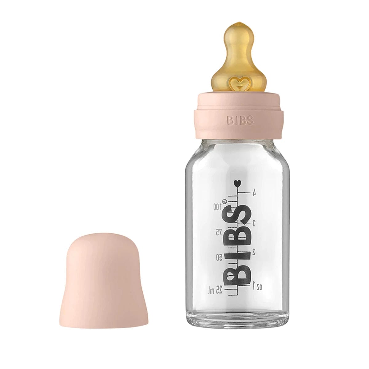 BIBS Pacifiers baby bottle Blush BIBS Glass Baby Bottle Complete Set (4 oz)