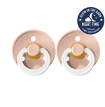BIBS Pacifiers pacifiers Size 1  0-6 M BIBS Pacifier Glow In The Dark Night 2 Pack - Blush
