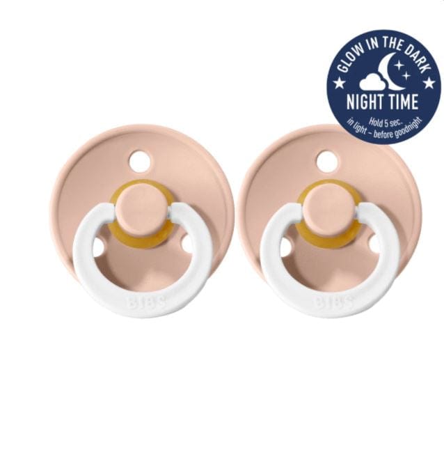 BIBS Pacifiers pacifiers Size 1  0-6 M BIBS Pacifier Glow In The Dark Night 2 Pack - Blush