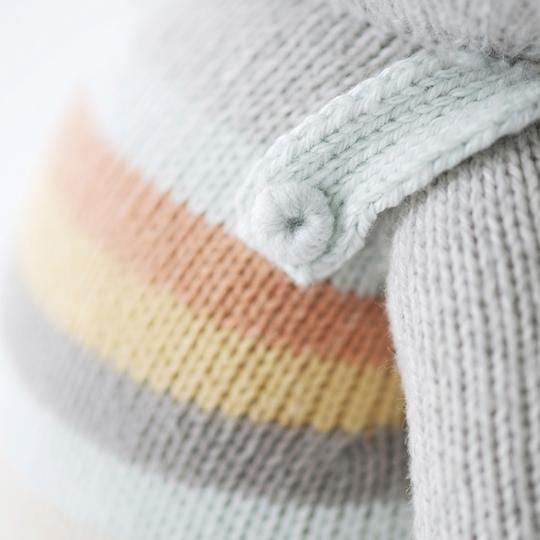 cuddle + kind Hand-Knit Doll - Evan the Elephant Overalls Detail