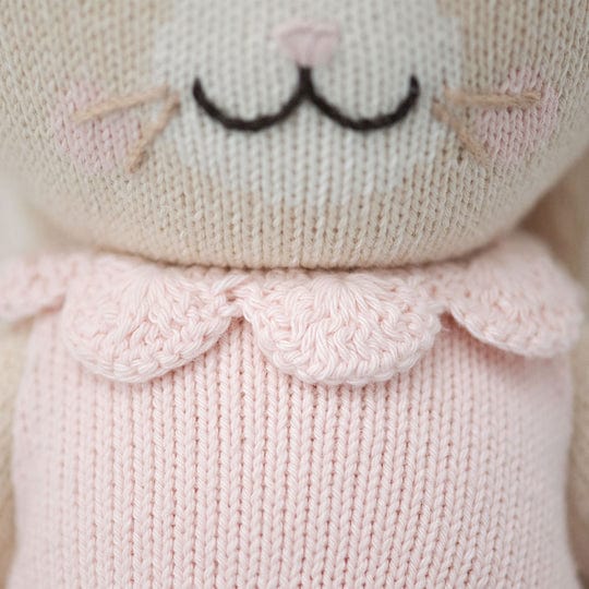cuddle + kind Hand-Knit Doll - Hannah the Bunny (Blush) Collar Detail