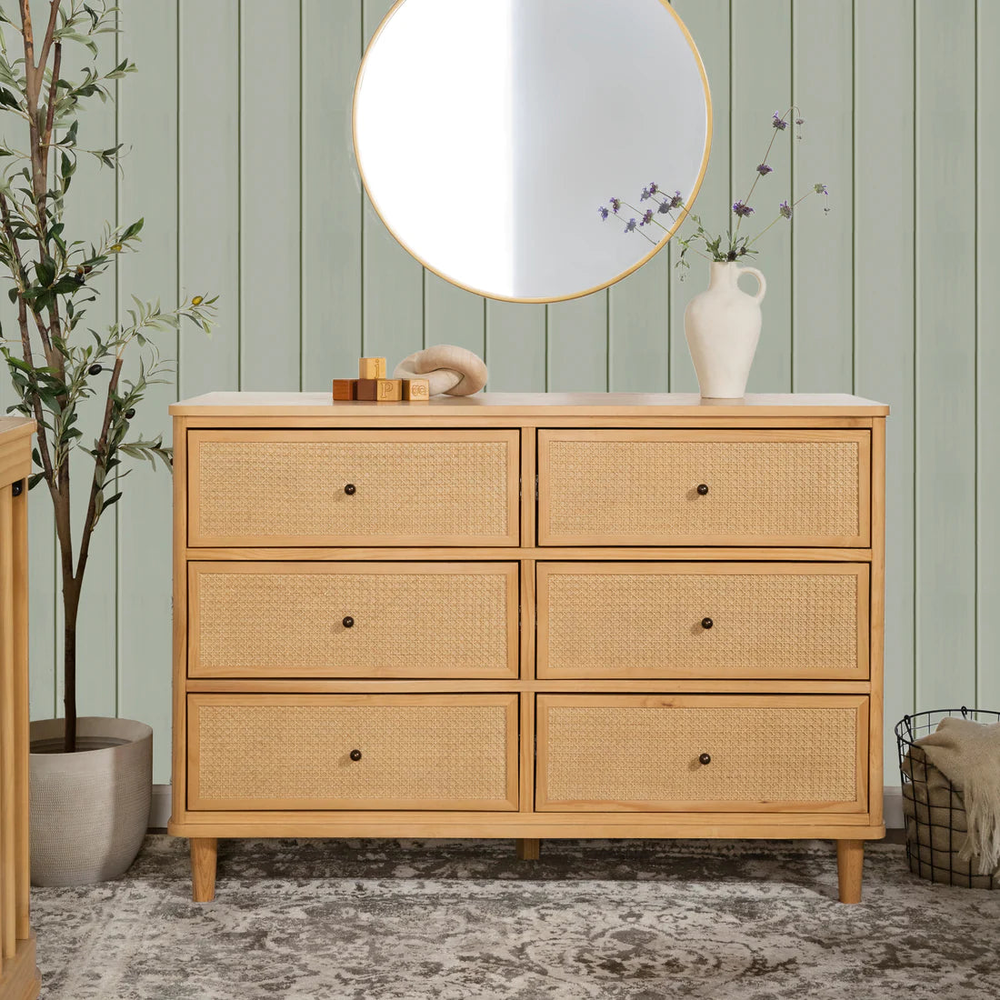 Honey / Honey Cane - Namesake Marin with Cane 6 Drawer Assembled Dresser 4