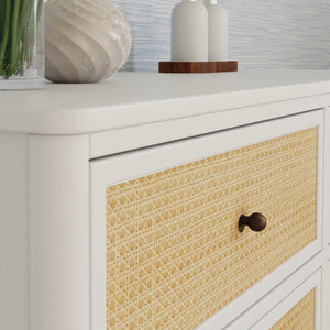 Warm White / Honey Cane - Namesake Marin with Cane 6 Drawer Assembled Dresser Detail