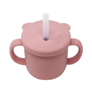 Glitter & Spice cup Glitter & Spice Grow with Me Silicone Bear Cup - Dusty Rose