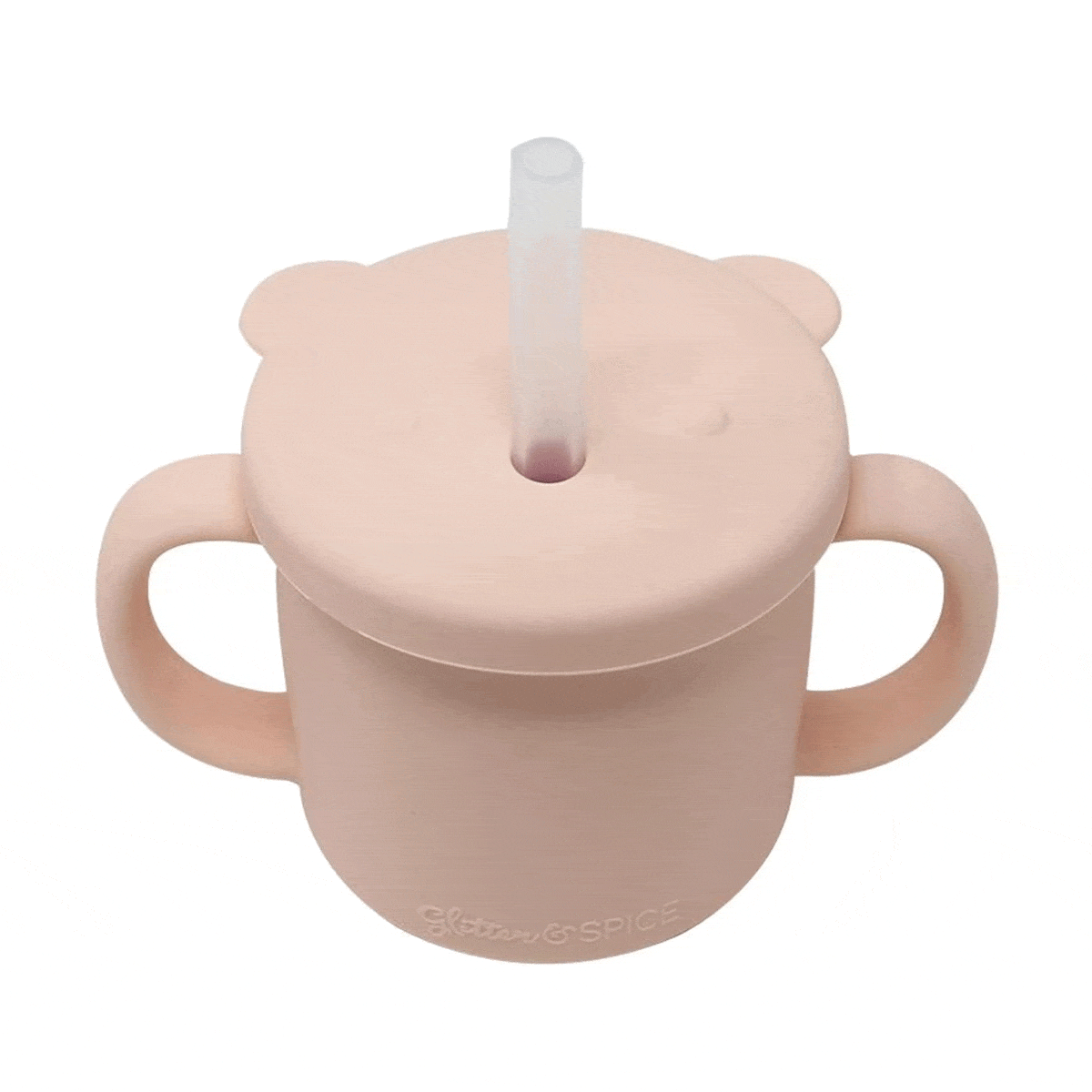 Glitter & Spice silicone straw cup Glitter & Spice Grow With Me Silicone Bear Cup - Blush