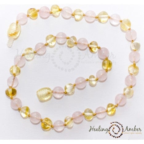 Healing Amber amber necklace 5.5 inch Healing Amber Baltic Amber Anklet/Bracelet - Liquid Gold and Rose Quartz