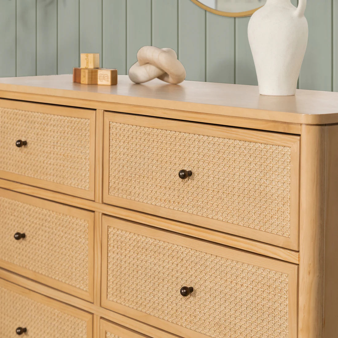 Honey / Honey Cane - Namesake Marin with Cane 6 Drawer Assembled Dresser Detail 2
