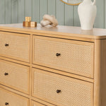 Honey / Honey Cane - Namesake Marin with Cane 6 Drawer Assembled Dresser Detail 2