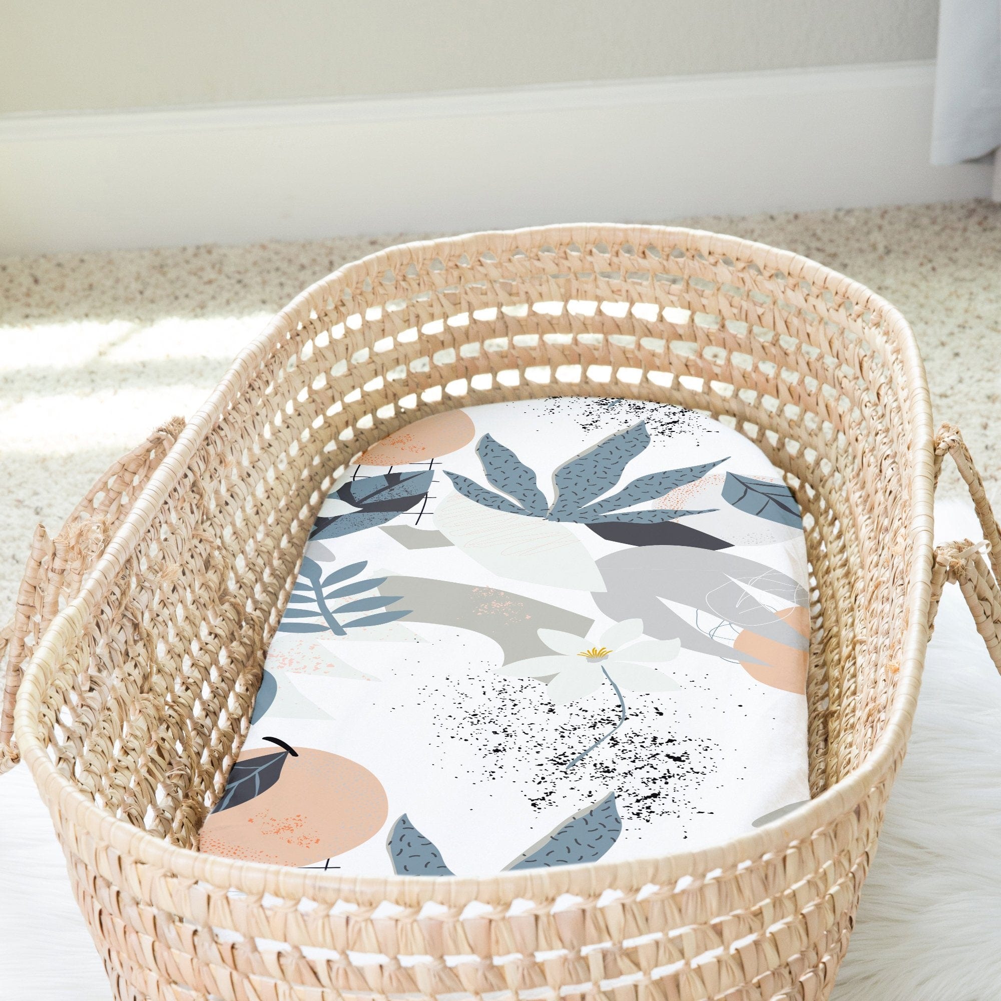 Palm Breeze - Kushies Percale Fitted Bassinet Sheet