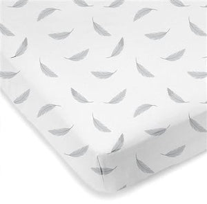 Kushies mini crib sheet Grey Feathers Kushies Flannel Mini Crib Sheet