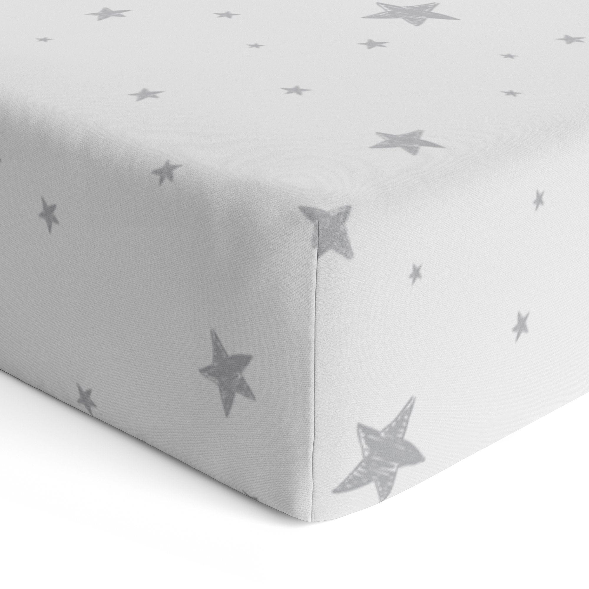 Kushies mini crib sheet Grey Scribble Stars Kushies Flannel Mini Crib Sheet
