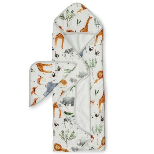 Loulou Lollipop towel set Loulou Lollipop Hooded Towel and Washcloth Set - Safari Jungle