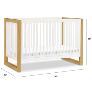 Warm White / Honey - Namesake Nantucket 3-in-1 Convertible Crib with Toddler Bed Conversion Kit Measurements