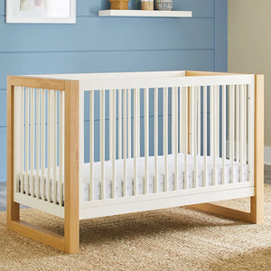 Warm White / Honey - Namesake Nantucket 3-in-1 Convertible Crib with Toddler Bed Conversion Kit Lifestyle 2
