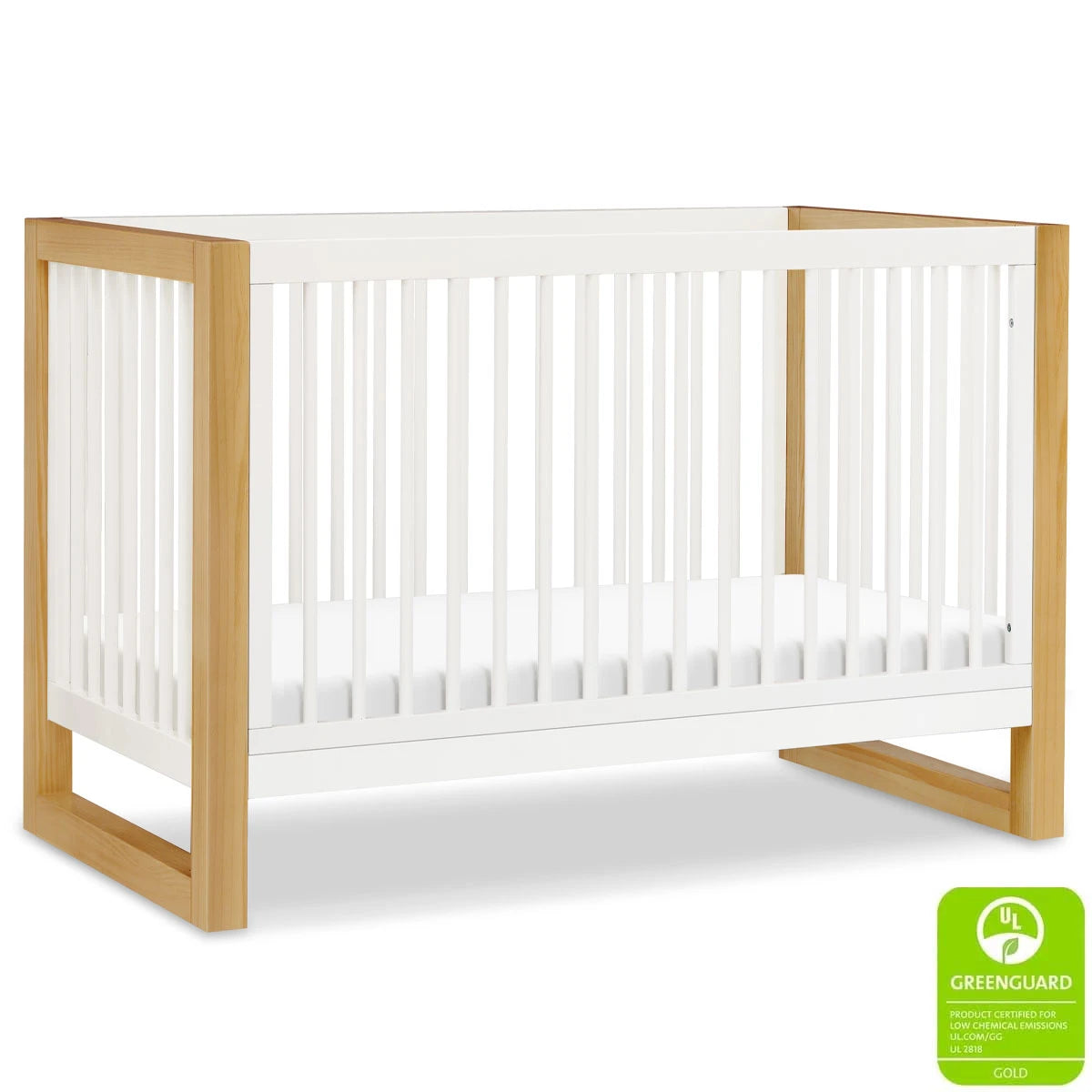Warm White / Honey - Namesake Nantucket 3-in-1 Convertible Crib with Toddler Bed Conversion Kit