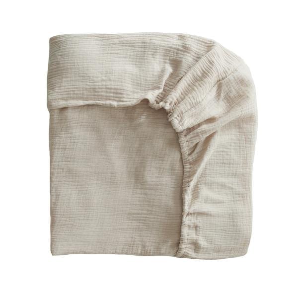 Mushie crib sheet Mushie Muslin Cotton Crib Sheet - Fog
