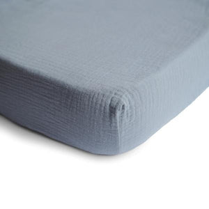 Mushie crib sheet Mushie Muslin Cotton Crib Sheet - Tradewinds