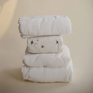 Mushie crib sheet Mushie Muslin Cotton Crib Sheet - White