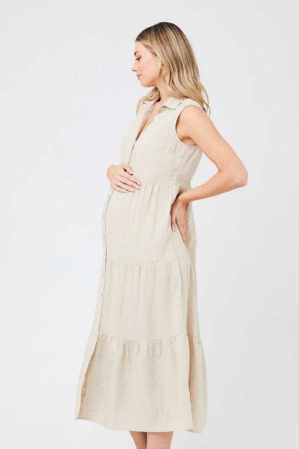 Ripe Maternity Tracey Tiered Nursing Dress - Natural