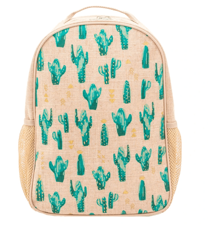SoYoung backpacks SoYoung Toddler Backpack Raw Linen - Cacti Desert