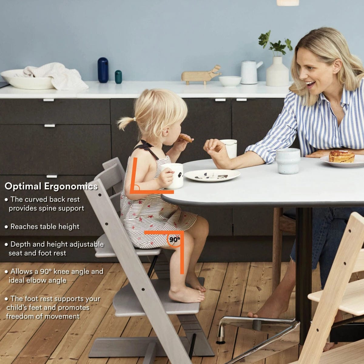 Stokke High Chairs & Booster Seats Stokke Tripp Trapp® High Chair and Cushion with Stokke® Tray - Ergonomics