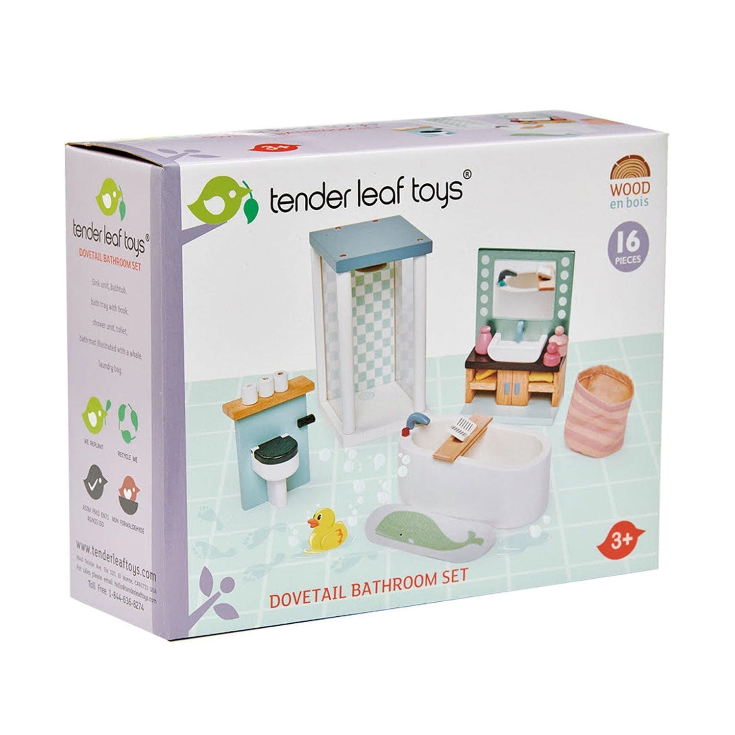 Tender Leaf Toys wooden toy Tender Leaf Toys Doll House Bathroom Furniture Set