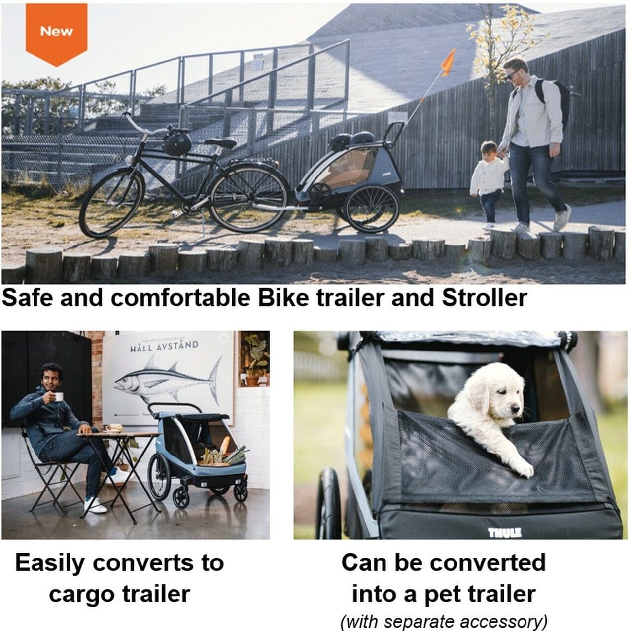Thule multisport child carrier Thule Courier 2 Seat Kids Cargo Bike Trailer - Aegean Blue
