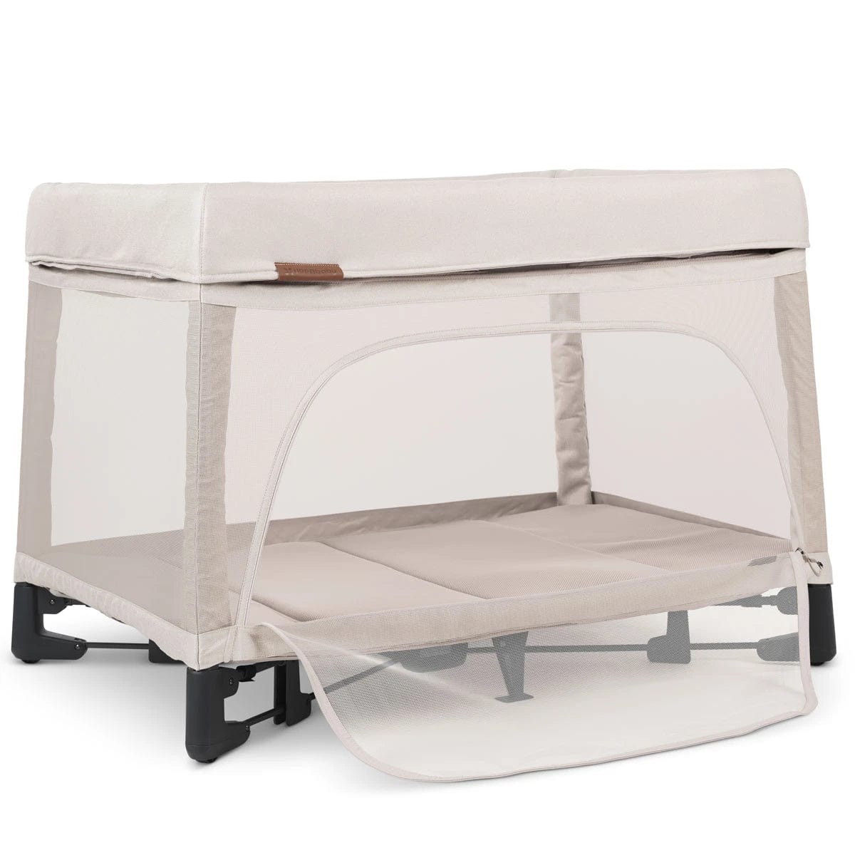 UPPAbaby Remi Playard - Charlie (Sand Melange) - Side Angle View Open