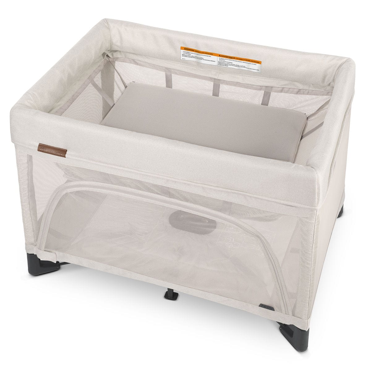 UPPAbaby Remi Playard - Charlie (Sand Melange) - Top View with Bassinet
