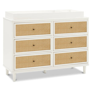 Warm White / Honey Cane - Namesake Marin with Cane 6 Drawer Assembled Dresser Optional Change Tray